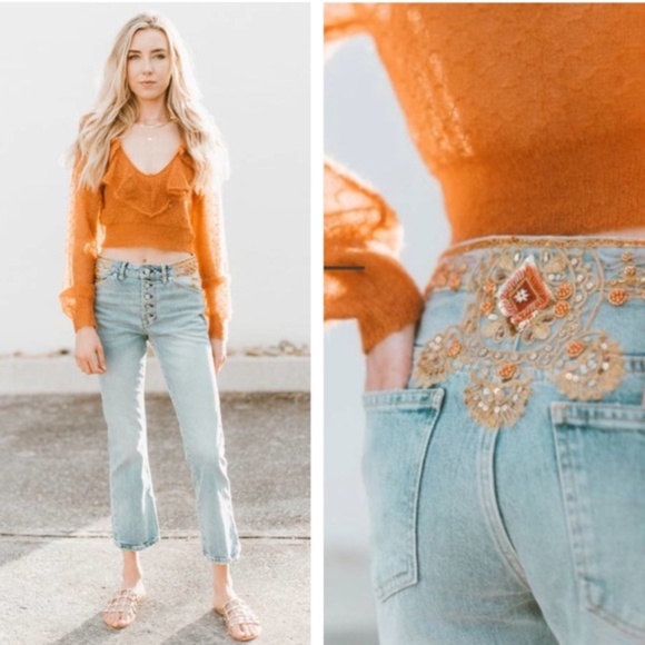 Free People Embellished Sequin High Waist Jeans - Picture 8 of 10